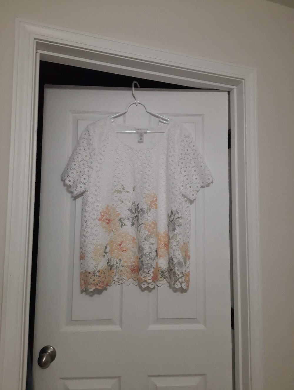 Alfred Dunner Short Sleeve Crochet Daisy Spring Size XL Top